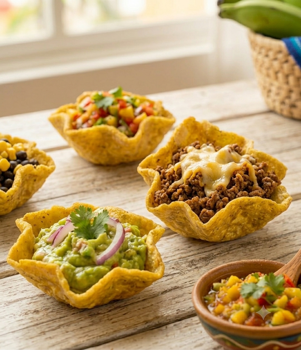 Canastas rellenas de guacamole